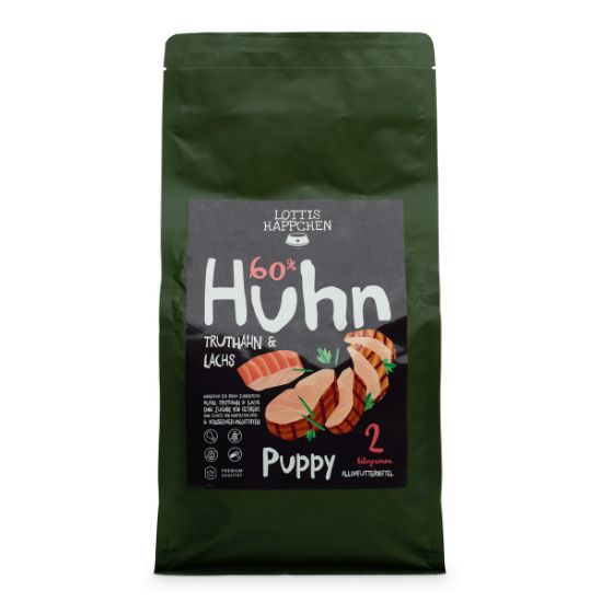 Lottis Häppchen 60 % Huhn, Truthahn & Lachs Puppy Hunde Trockenfutter - 2 kg (LOTTIS HÃPPCHEN)