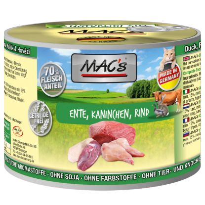 MAC's Cat Ente, Kaninchen & Rind Multipack Katzen Nassfutter - 6 x 200 g (MACs)