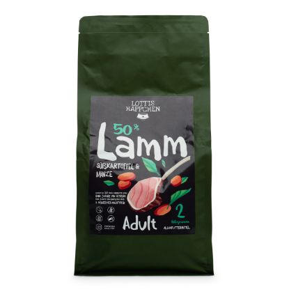 Lottis Häppchen 50 % Lamm, Süßkartoffel & Minze Adult Hunde Trockenfutter - 2 kg (LOTTIS HÃPPCHEN)