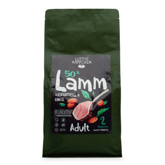 Lottis Häppchen 50 % Lamm, Süßkartoffel & Minze Adult Hunde Trockenfutter - 2 kg (LOTTIS HÃPPCHEN)