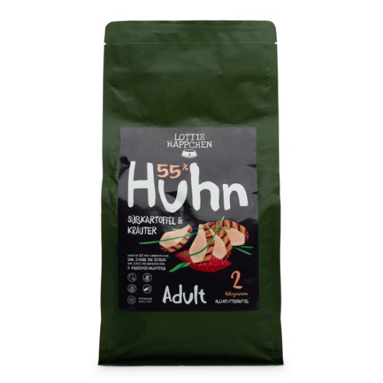 Lottis Häppchen 55 % Huhn, Süßkartoffel & Kräuter Adult Hunde Trockenfutter - 2 kg (LOTTIS HÃPPCHEN)