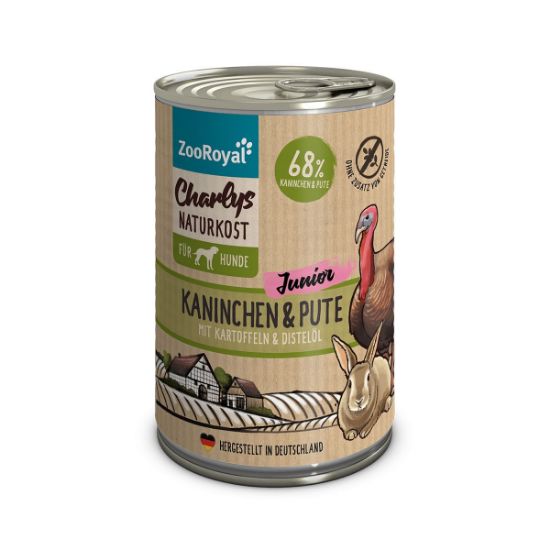 ZooRoyal Charlys Naturkost Junior Kaninchen & Pute mit Kartoffeln & Distelöl 6x400g (ZooRoyal Charlys Naturkost)