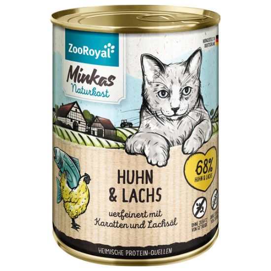 ZooRoyal Minkas Huhn und Lachs mit Karotten 6x400g (ZooRoyal Minkas Naturkost)