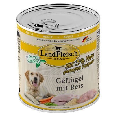 LandFleisch Dog Classic Geflügel mit Reis 6x800g (Landfleisch Pur)