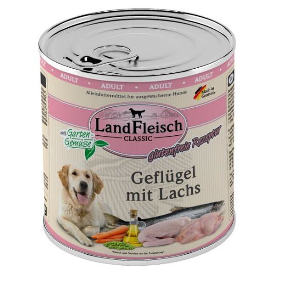 LandFleisch Dog Classic Geflügel mit Lachs 6x800g (Landfleisch Pur)