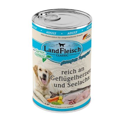 LandFleisch Dog Classic Geflügelherzen & Seelachs 6x400g (Landfleisch Pur)