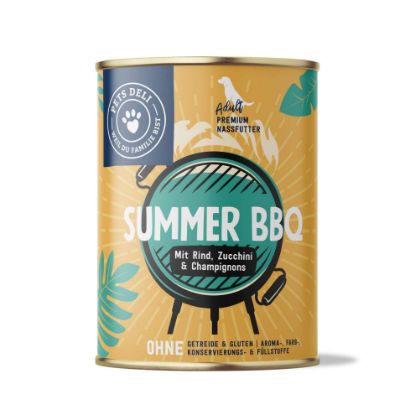 "Limited" Summer BBQ mit Rind, Zucchini & Champignons für Hunde - 400g / Einzeldose (Pets Deli)